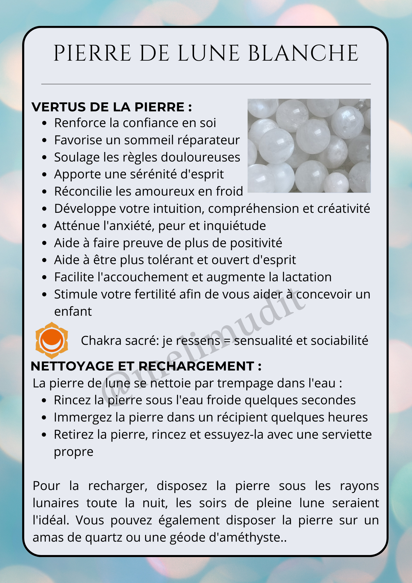 Pierre roulée Pierre de lune blanche 🌷 2,5 / 4cm