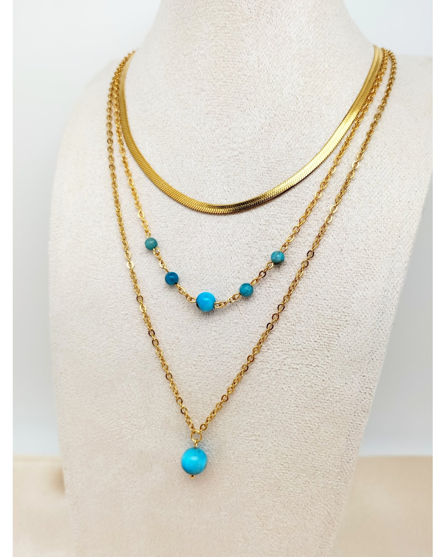 Collier HERMIONE ~ 4 pierres disponibles 🌷 doré/argenté
