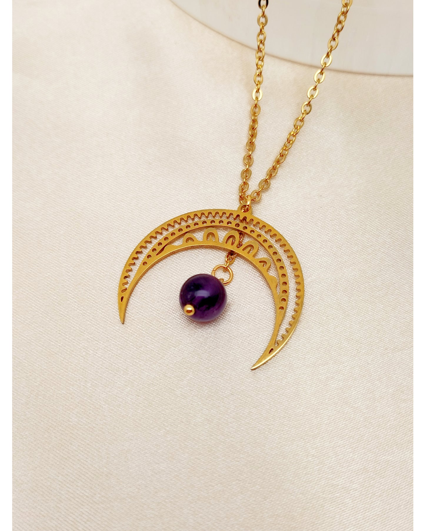 Collier LUNA ~ 4 pierres disponibles 🌷 doré/argenté