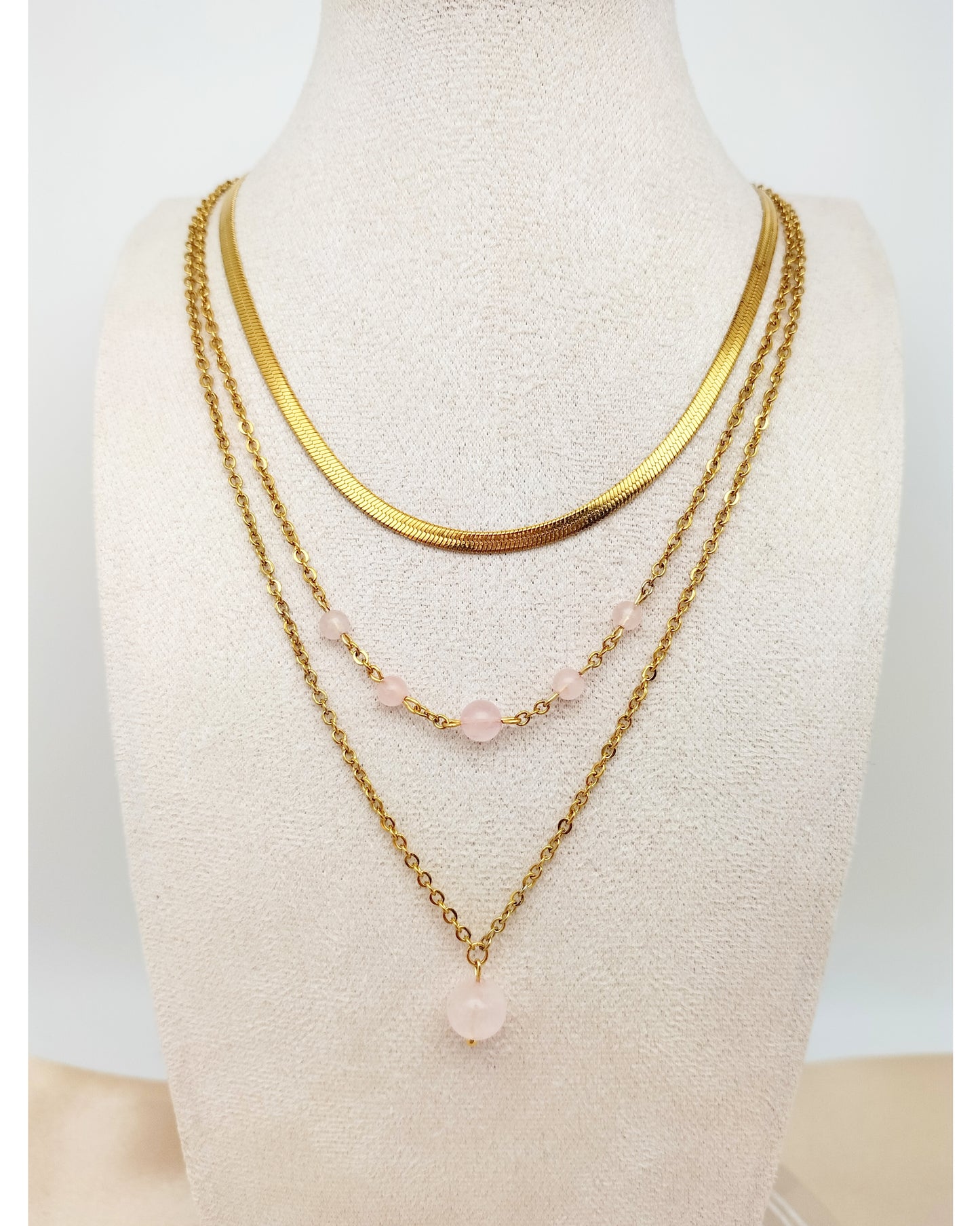 Collier HERMIONE ~ 4 pierres disponibles 🌷 doré/argenté