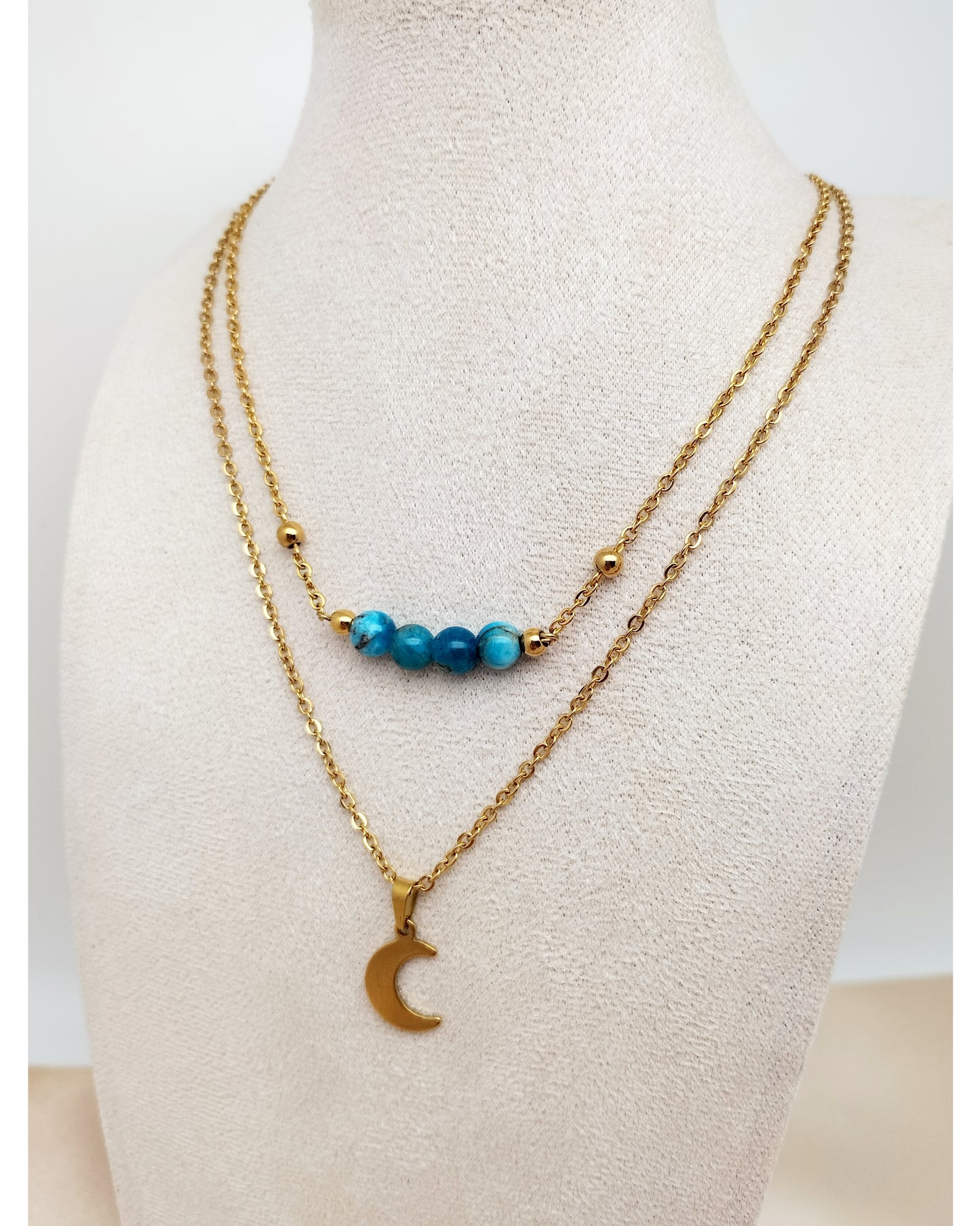 Collier MÉLIA ~ 9 pierres disponibles 🌷 doré/argenté