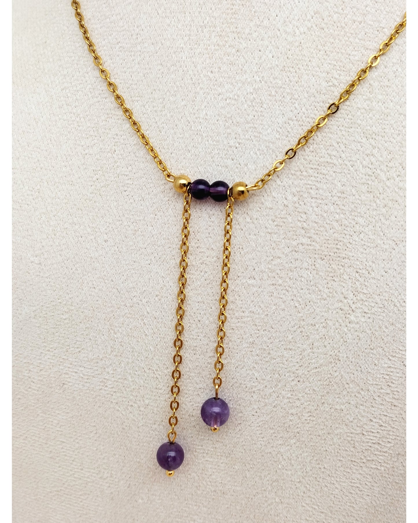 Collier ARCADIA ~ 4 pierres disponibles 🌷 doré/argenté