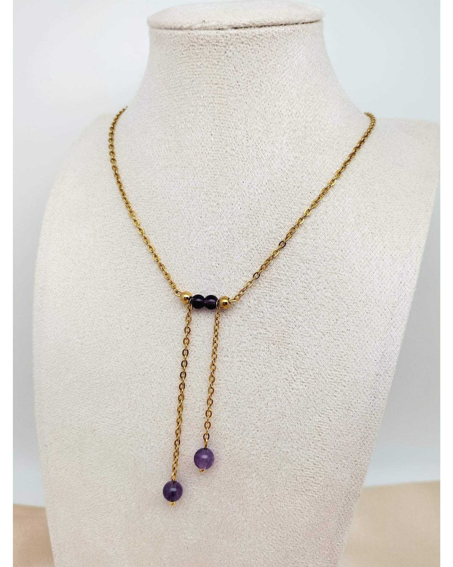 Collier ARCADIA ~ 4 pierres disponibles 🌷 doré/argenté