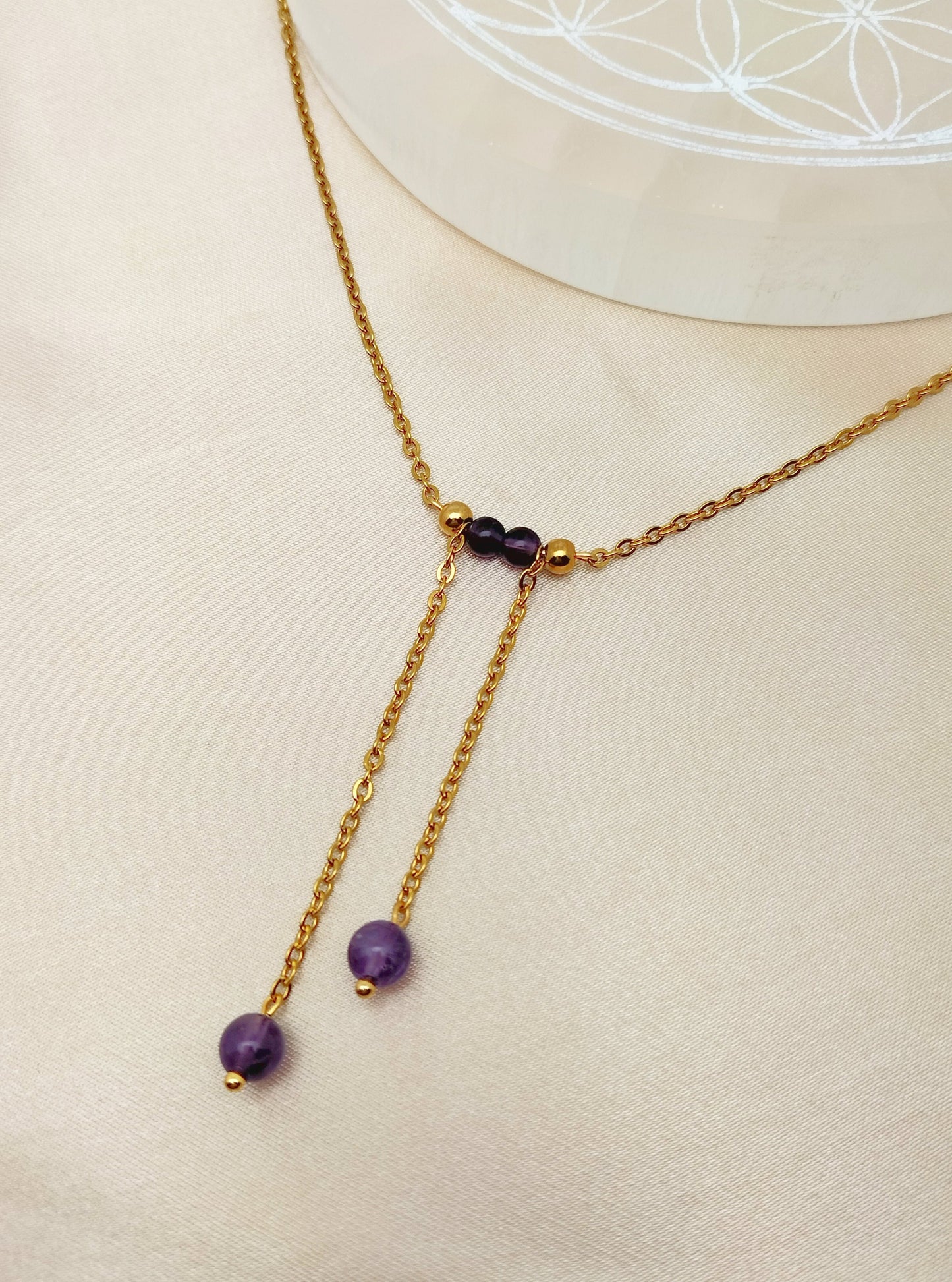 Collier ARCADIA ~ 4 pierres disponibles 🌷 doré/argenté