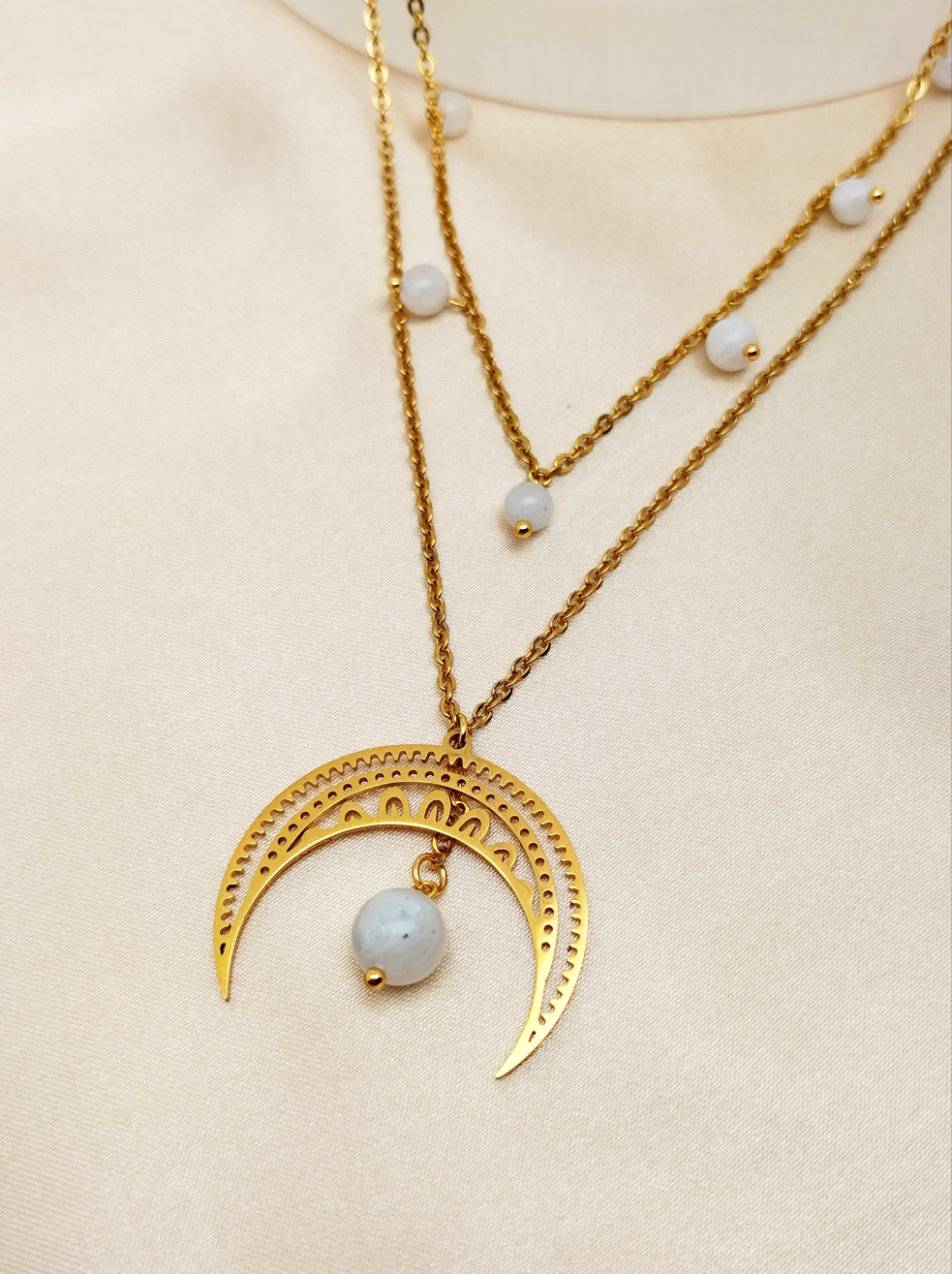 Collier CHANDRA ~ 5 pierres disponible 🌷 doré/argenté