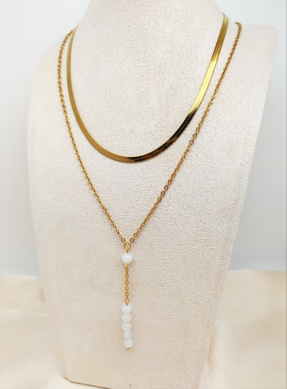 Collier DAPHNÉ ~ 3 pierres disponibles 🌷 doré/argenté