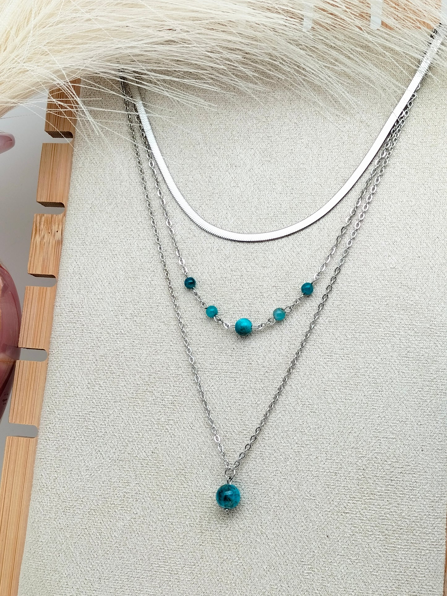 Collier HERMIONE ~ 4 pierres disponibles 🌷 doré/argenté