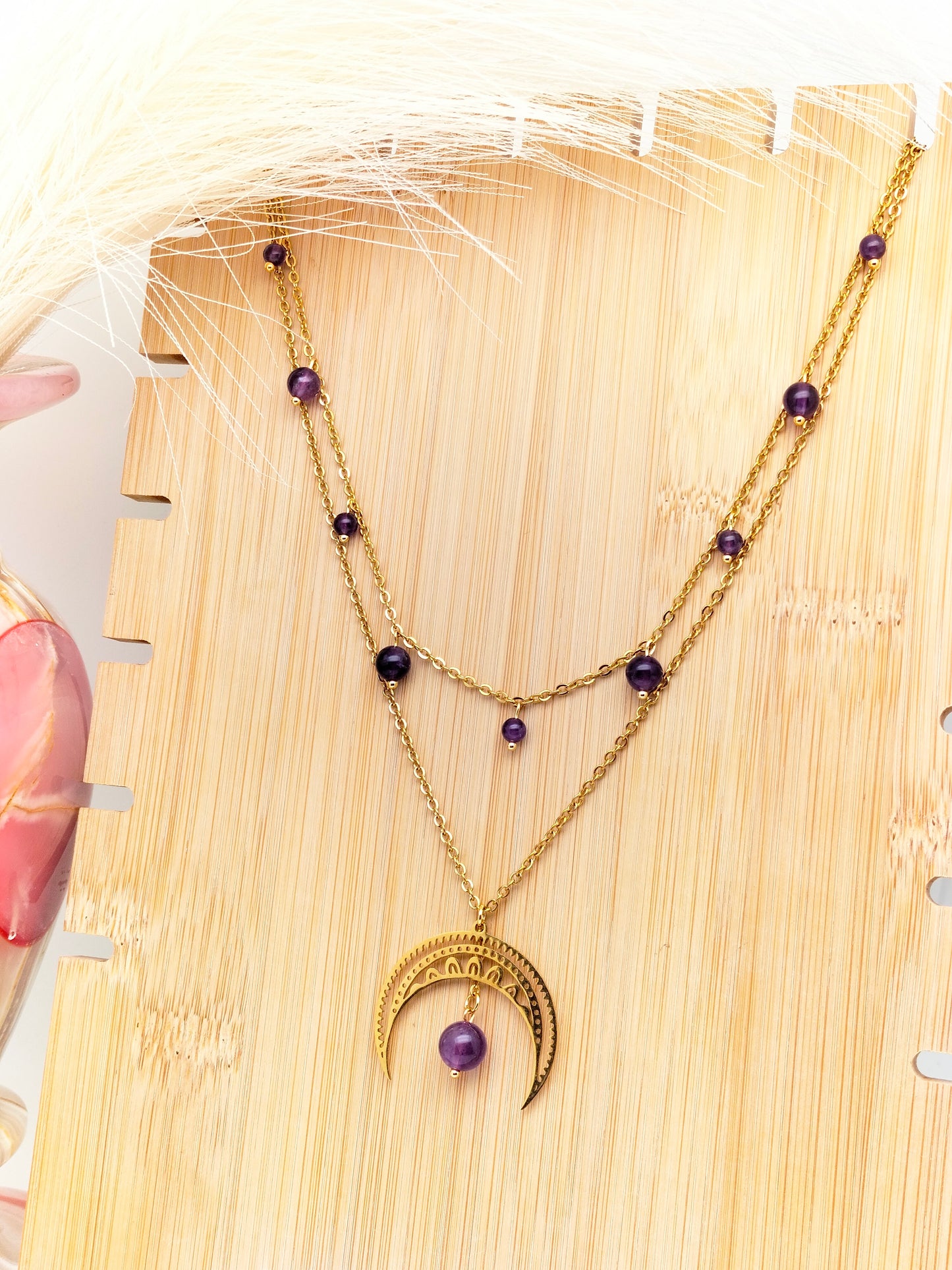 Collier CHANDRA ~ 5 pierres disponible 🌷 doré/argenté