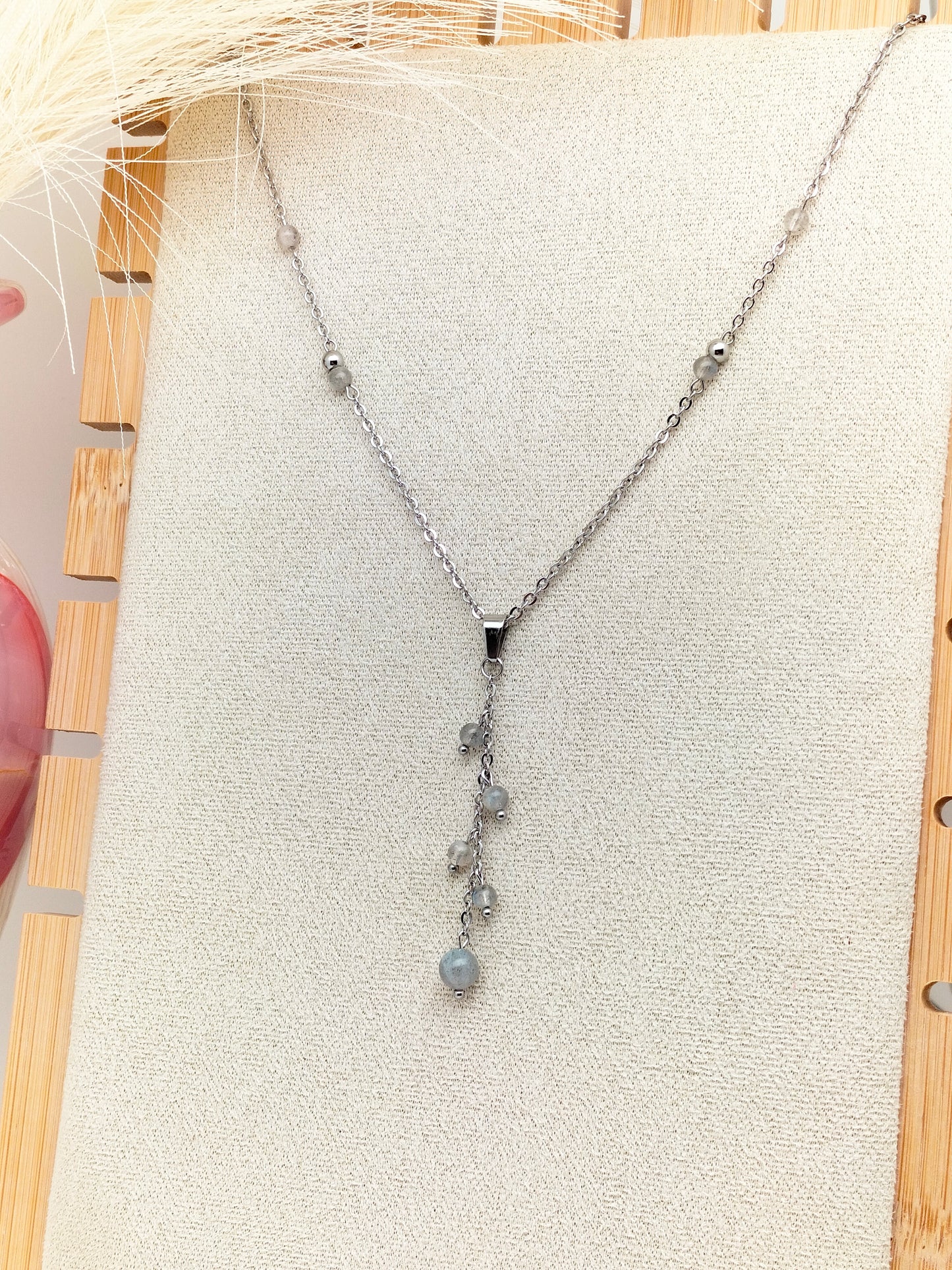 Collier APHRODITE ~ 3 pierres disponibles 🌷 doré/argenté