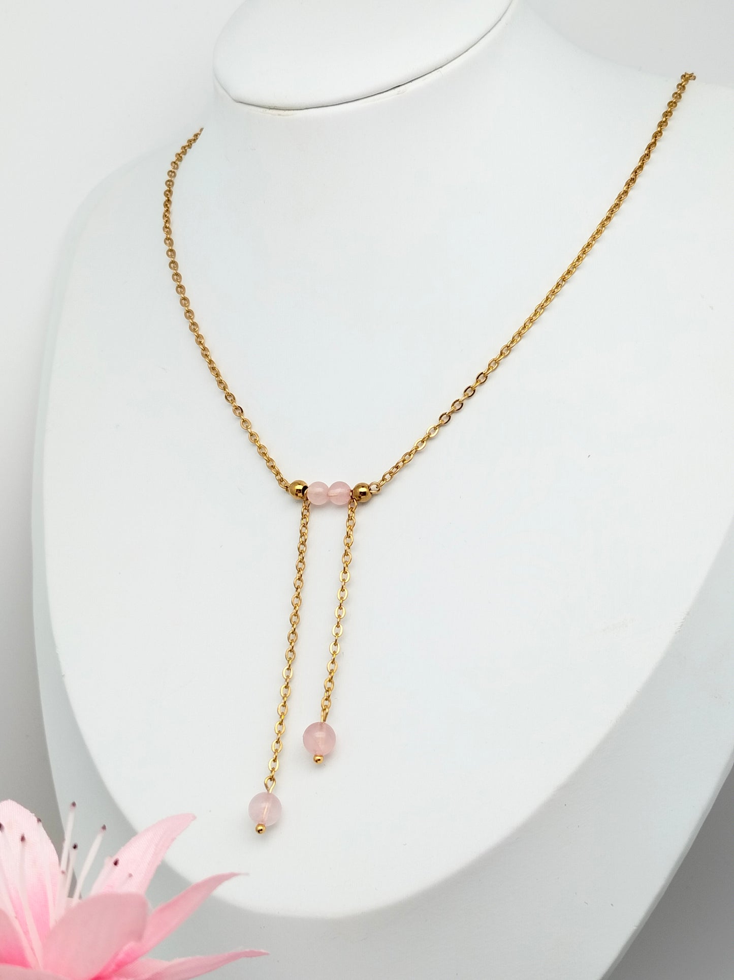 Collier ARCADIA ~ 4 pierres disponibles 🌷 doré/argenté