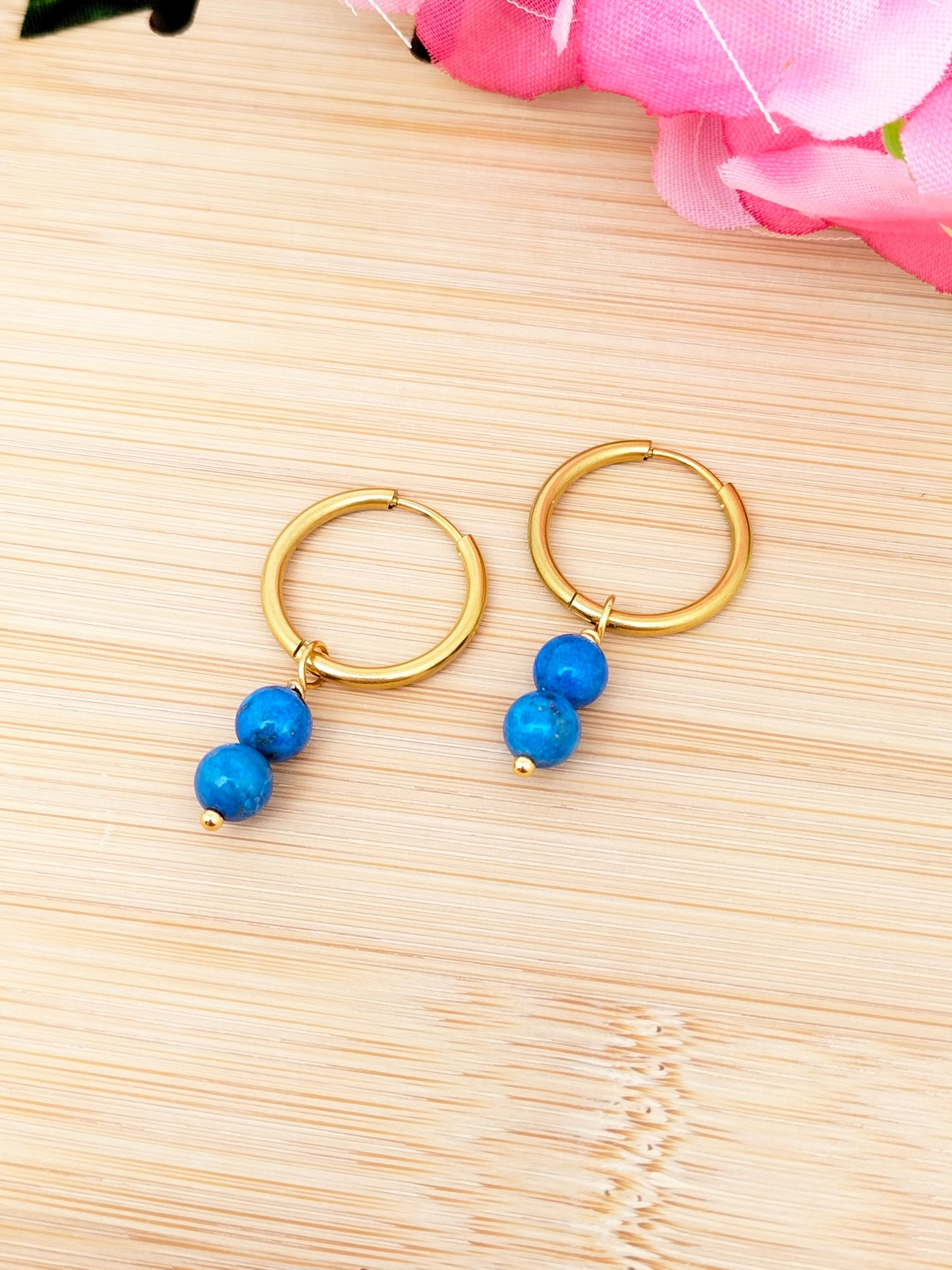 Boucles d'oreilles CASSANDRA ~ 13 pierres disponibles 🌷 doré/argenté