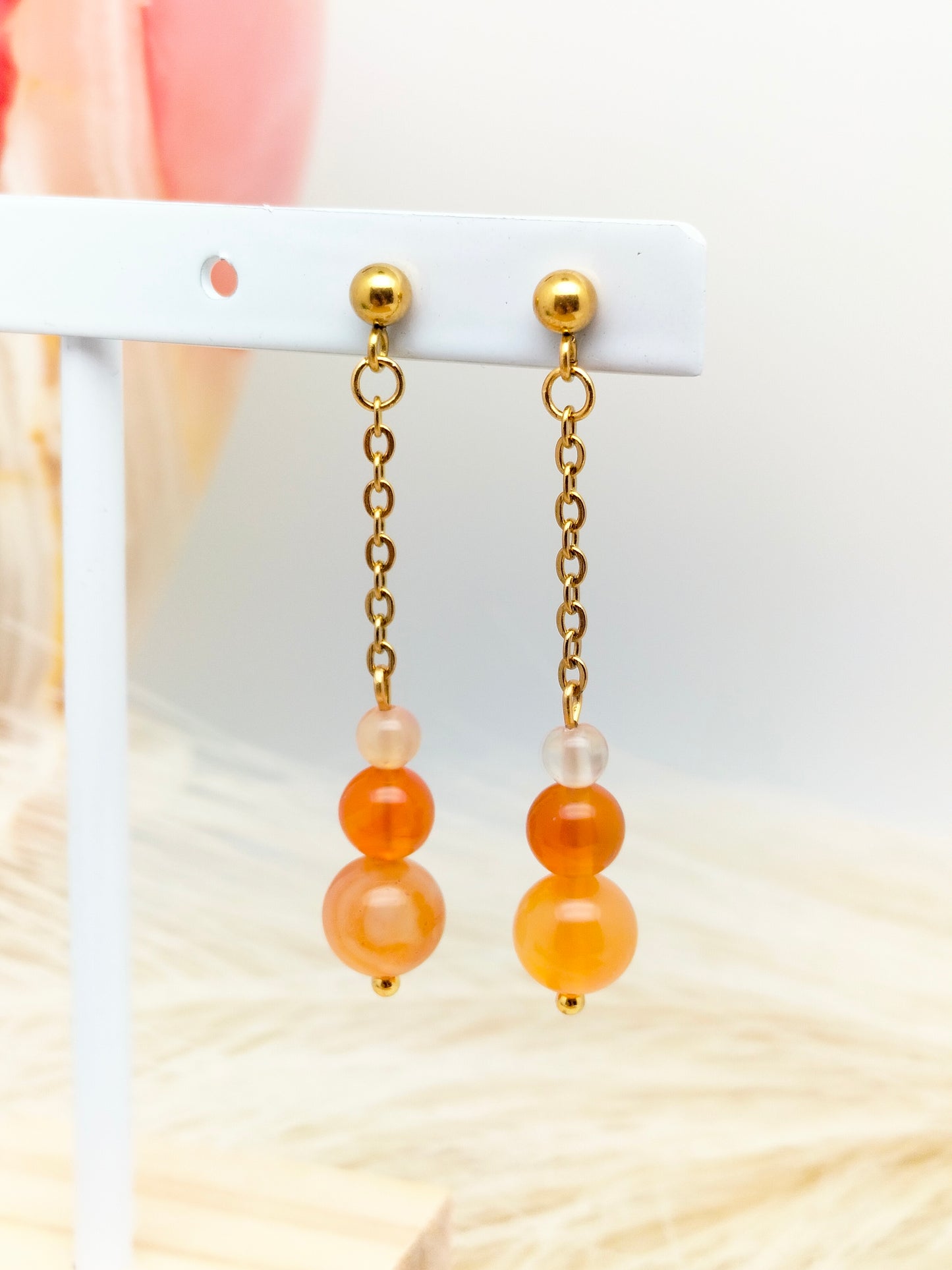 Boucles d'oreilles DÉLIA ~ 6 pierres disponibles 🌷 doré/argenté