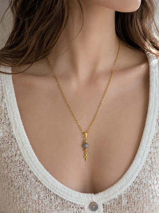 Collier SÉRIEL ~ 3 pierres disponibles 🌷 doré/argenté