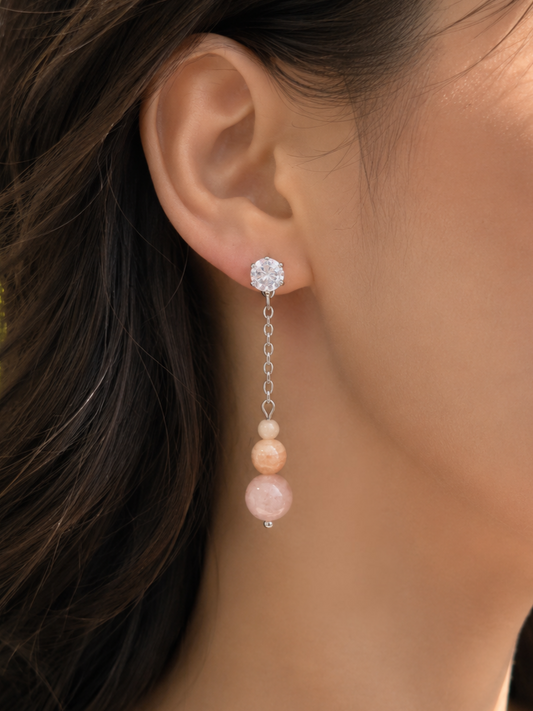 Boucles d'oreilles DÉLIA ~ 3 pierres disponibles 🌷 doré/argenté