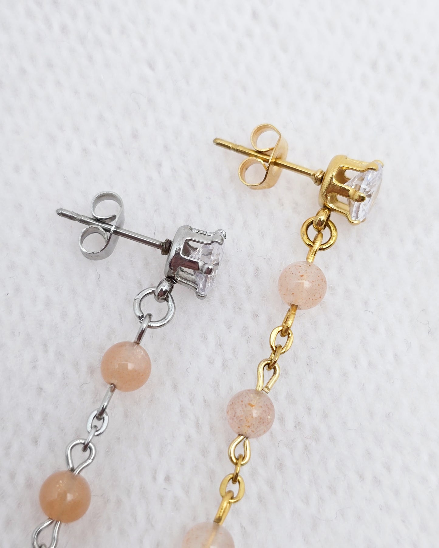 Boucles d'oreilles EURYDICE ~ 6 pierres disponibles 🌷 doré/argenté