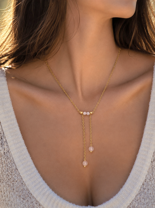 Collier ARCADIA ~ 3 pierres disponibles 🌷 doré/argenté