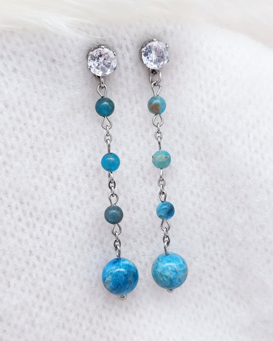 Boucles d'oreilles EURYDICE ~ 6 pierres disponibles 🌷 doré/argenté