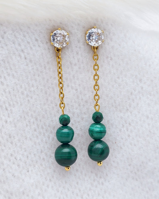 Boucles d'oreilles DÉLIA ~ 3 pierres disponibles 🌷 doré/argenté