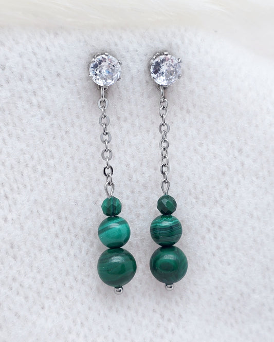 Boucles d'oreilles DÉLIA ~ 3 pierres disponibles 🌷 doré/argenté