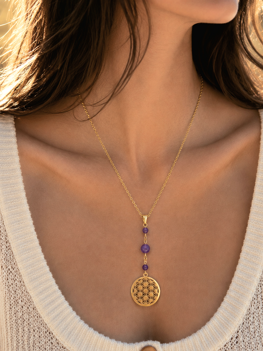 Collier ORPHÉE ~ 3 pierres disponibles 🌷 doré/argenté -