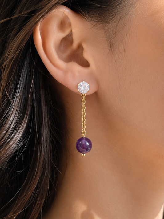 Boucles d'oreilles ALEXANDRA ~ 6 pierres disponibles 🌷 doré/argenté