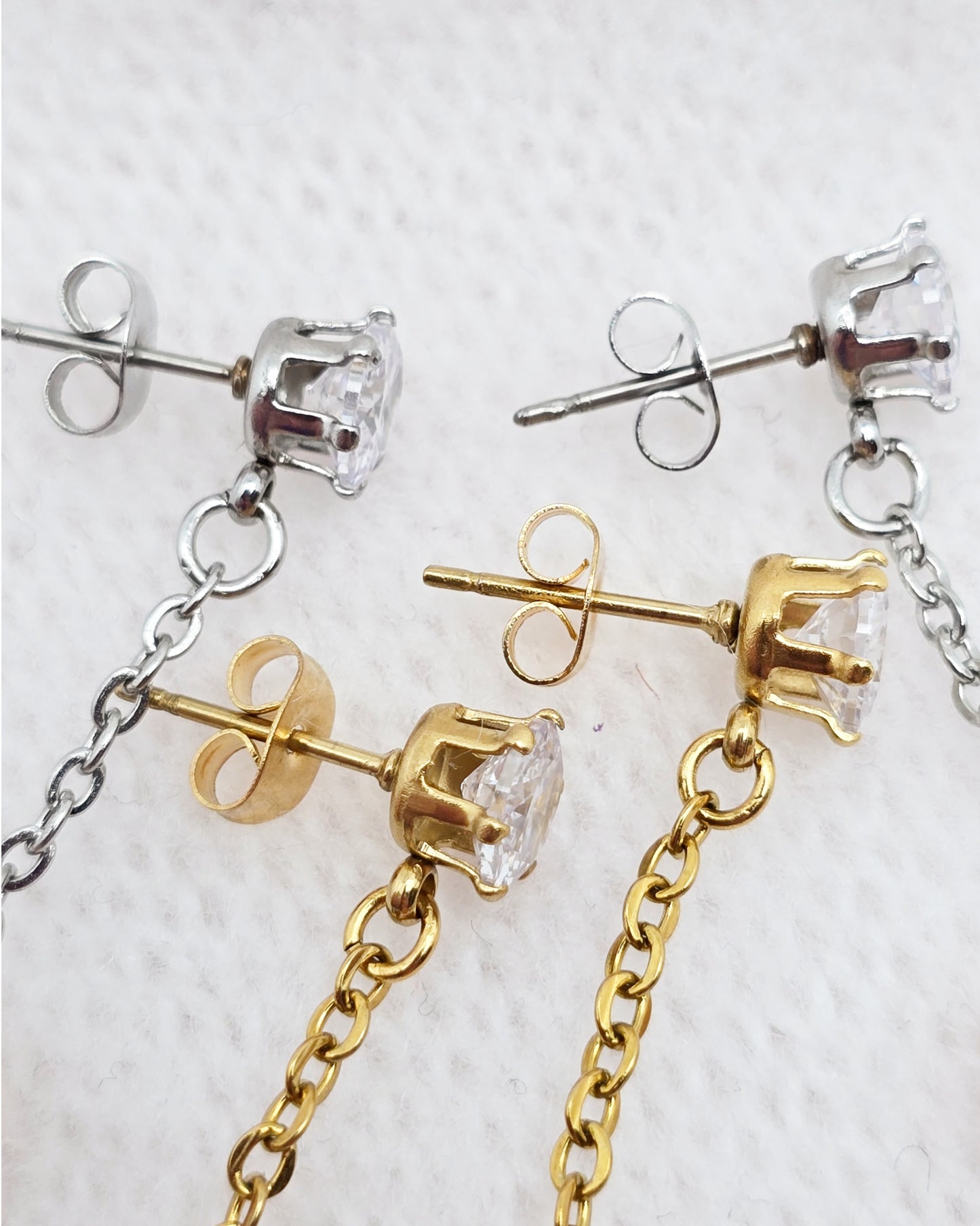 Boucles d'oreilles ALEXANDRA ~ 6 pierres disponibles 🌷 doré/argenté