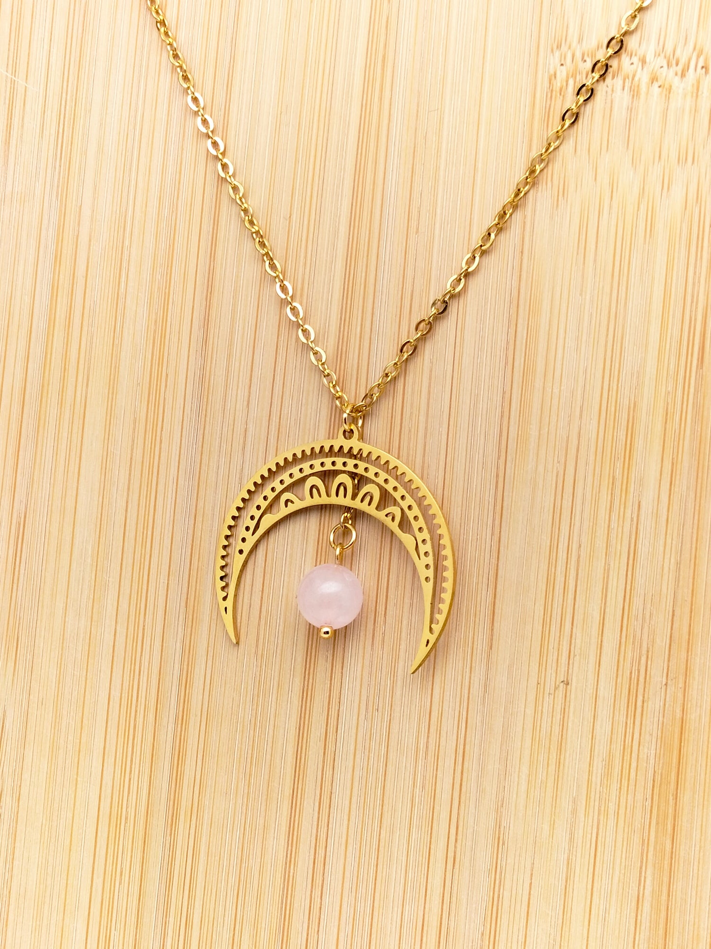 Collier LUNA ~ 4 pierres disponibles 🌷 doré/argenté