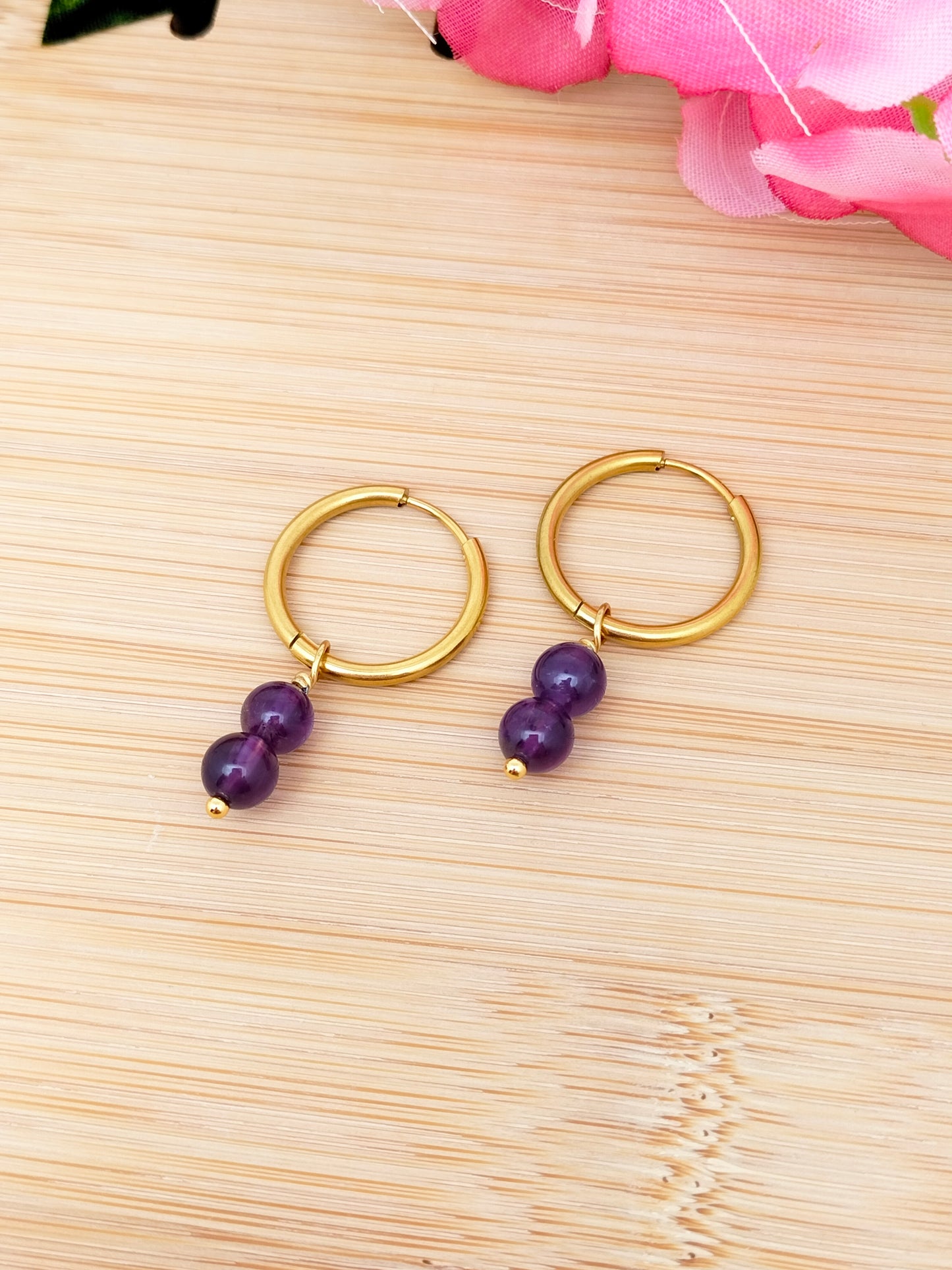 Boucles d'oreilles CASSANDRA ~ 13 pierres disponibles 🌷 doré/argenté