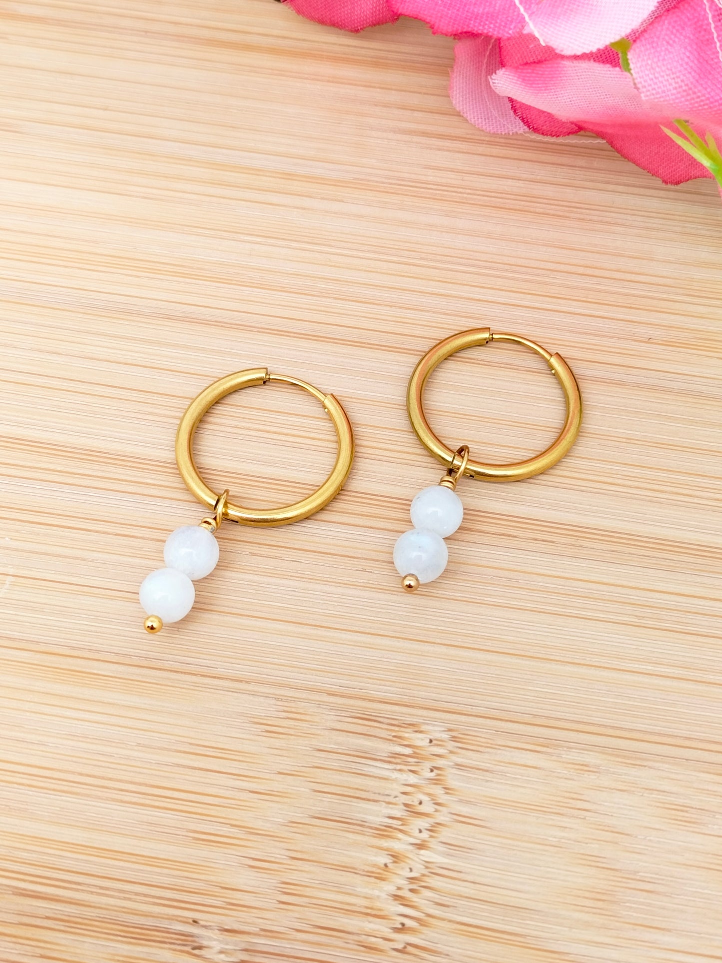 Boucles d'oreilles CASSANDRA ~ 13 pierres disponibles 🌷 doré/argenté