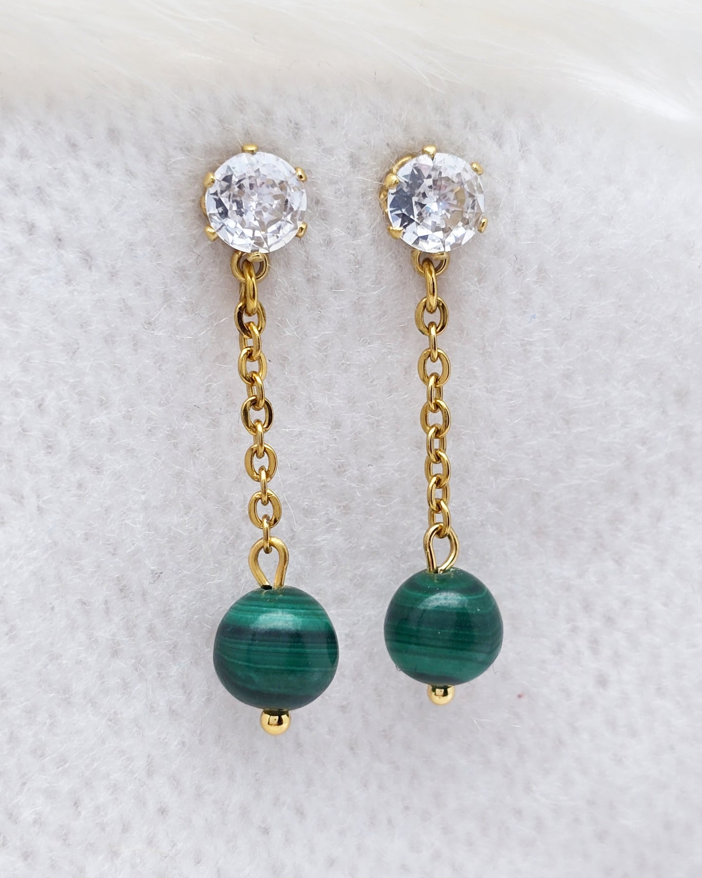 Boucles d'oreilles ALEXANDRA ~ 6 pierres disponibles 🌷 doré/argenté