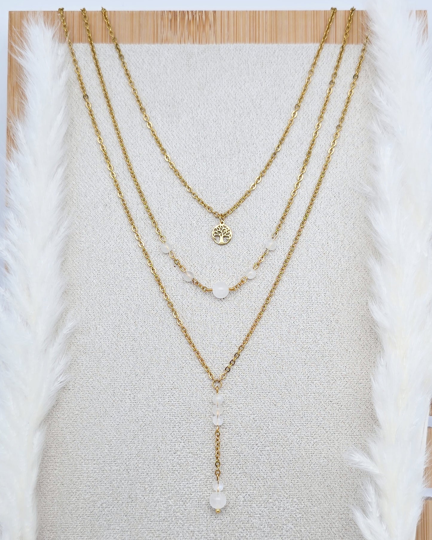 Collier CALLYOPE ~ 5 pierres disponibles 🌷 doré/argenté