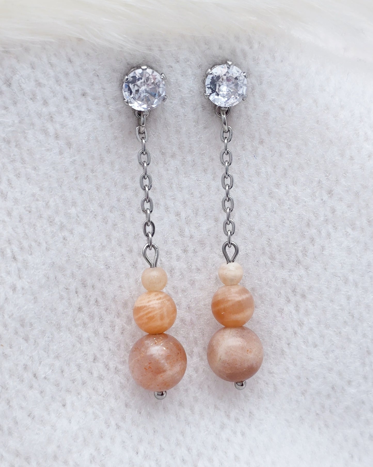 Boucles d'oreilles DÉLIA ~ 3 pierres disponibles 🌷 doré/argenté