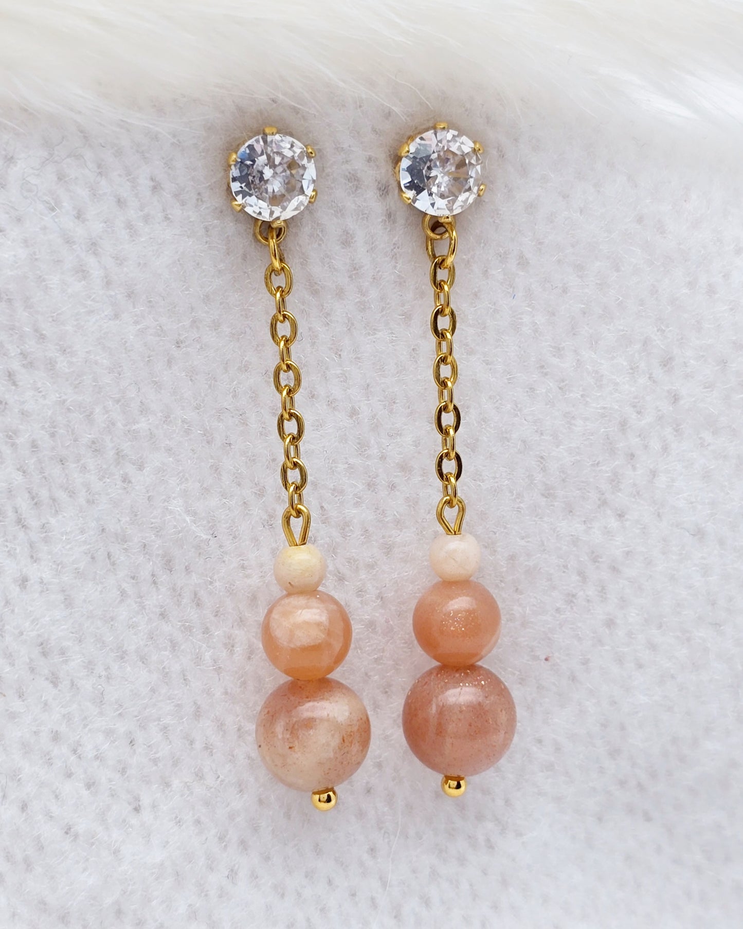 Boucles d'oreilles DÉLIA ~ 3 pierres disponibles 🌷 doré/argenté