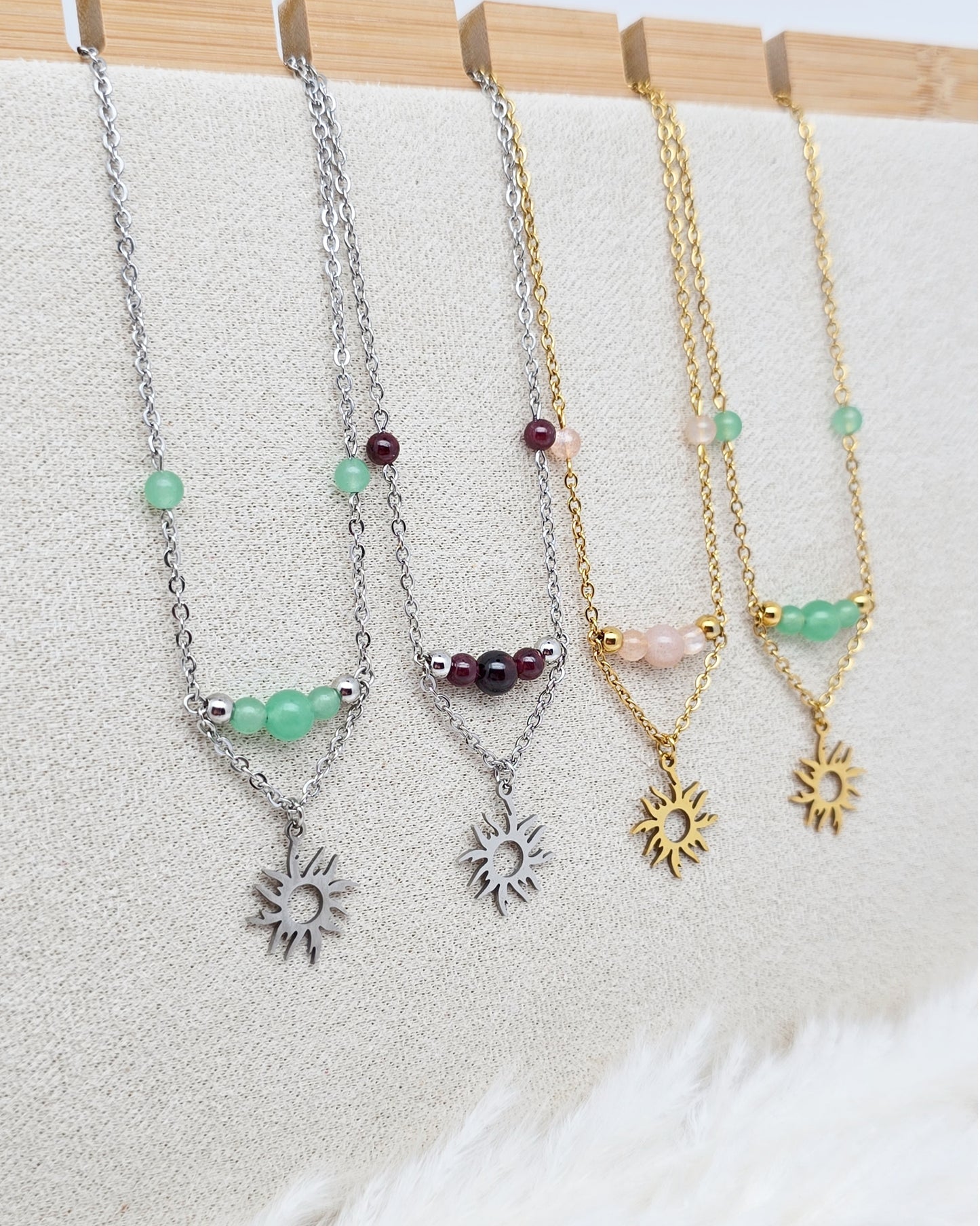 Collier CELEANAR ~ 3 pierres disponibles 🌷 doré/argenté