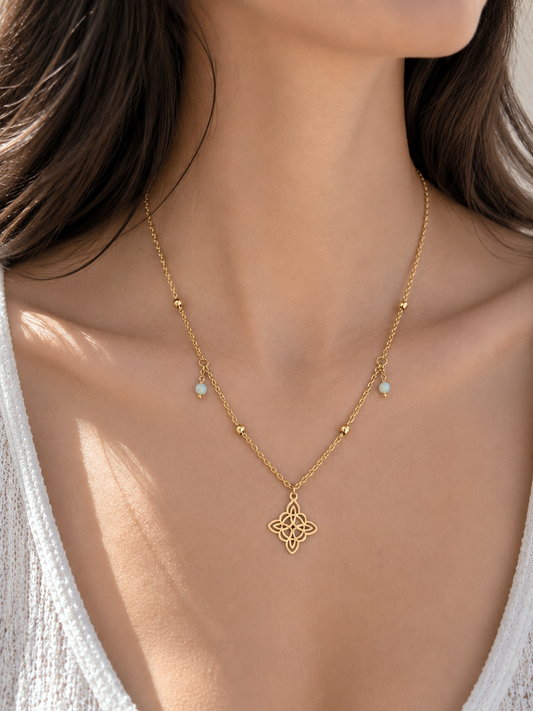 Collier ENDORA ~ 3 pierres disponibles 🌷 doré/argenté