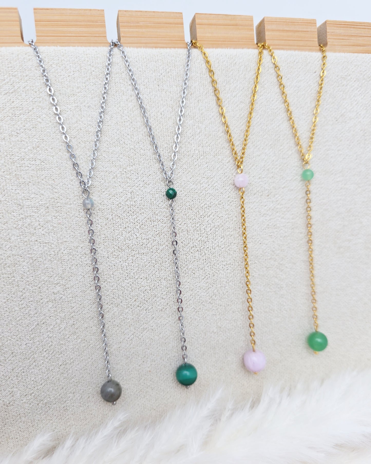 Collier CORA ~ 6 pierres disponibles 🌷 doré/argenté