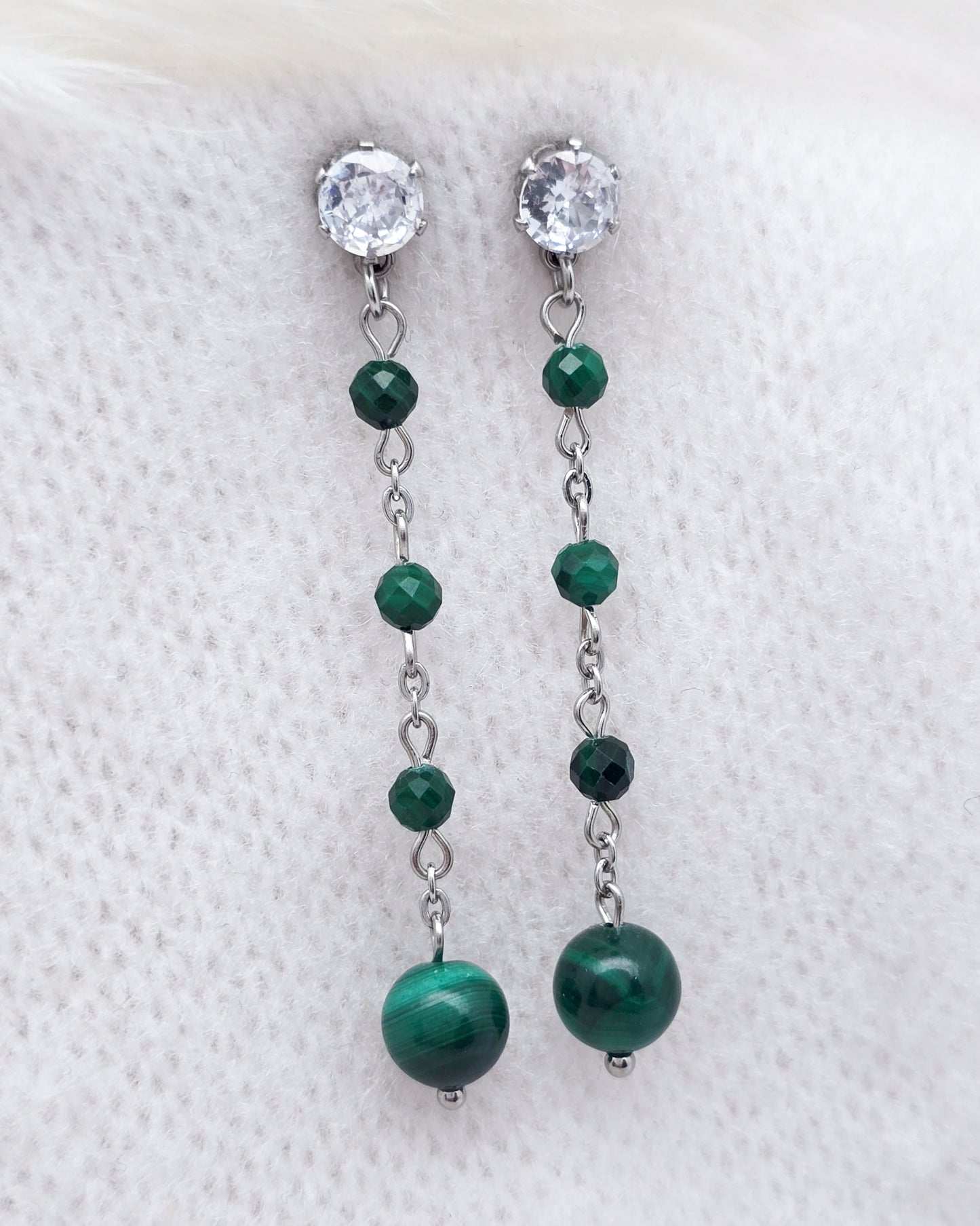 Boucles d'oreilles EURYDICE ~ 6 pierres disponibles 🌷 doré/argenté