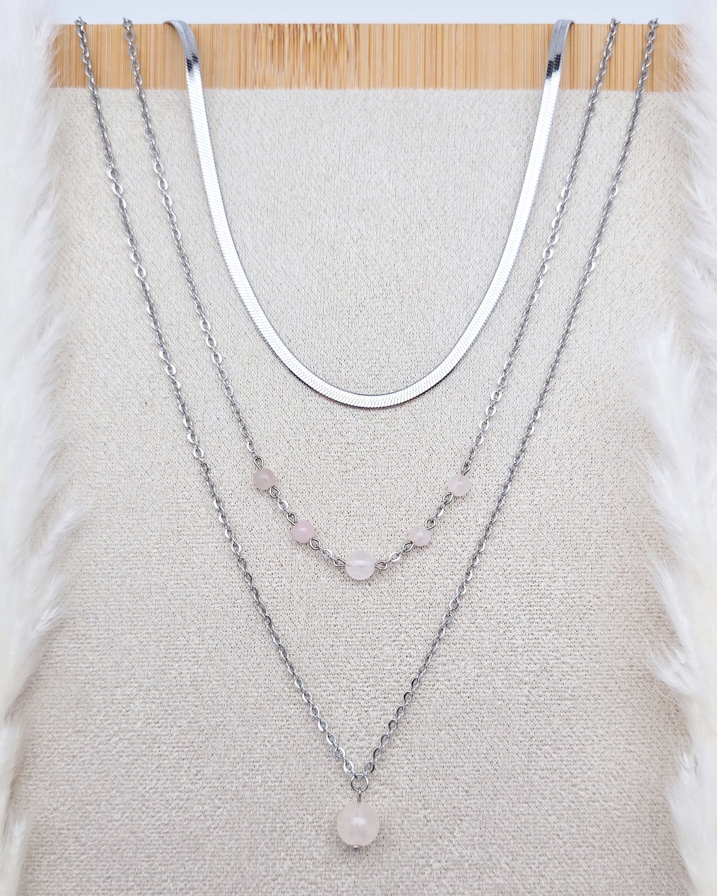 Collier HERMIONE ~ 3 pierres disponibles 🌷 doré/argenté