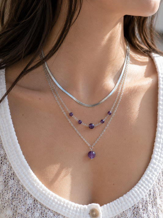 Collier HERMIONE ~ 3 pierres disponibles 🌷 doré/argenté
