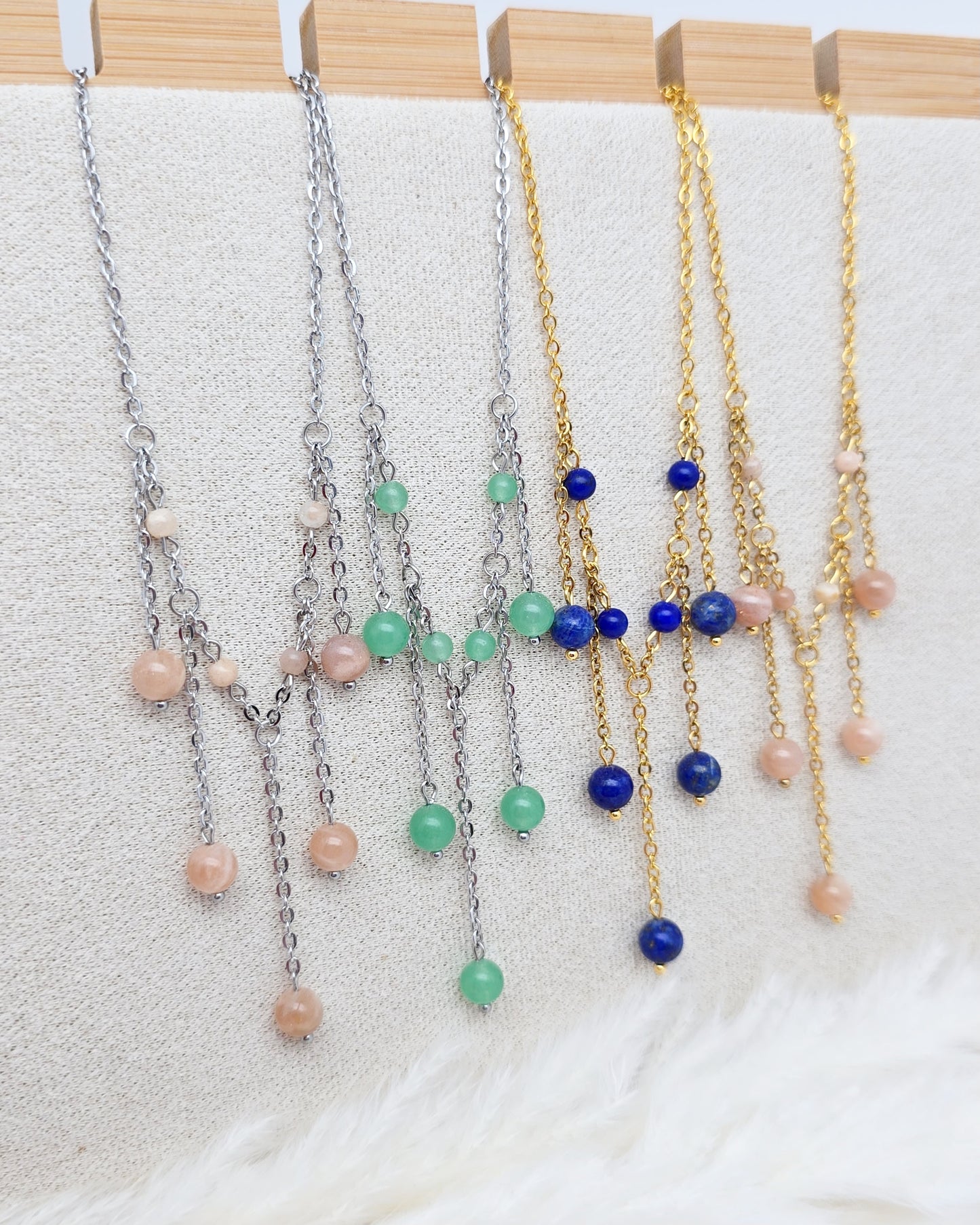 Collier CALYPSO ~ 5 pierres disponible 🌷 doré/argenté