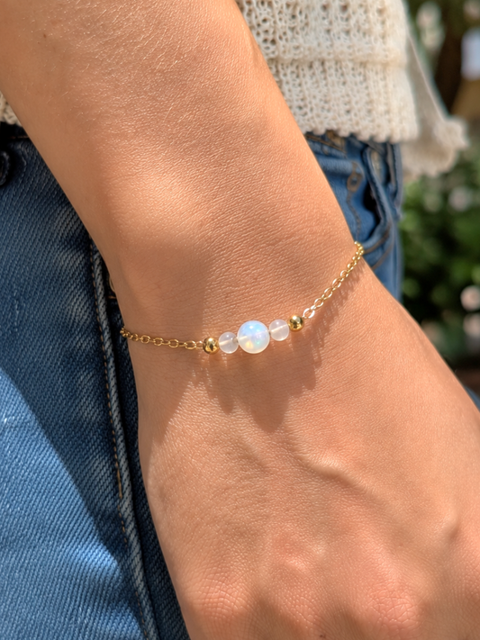 Bracelet CIRCÉ ~ 6 pierres disponibles 🌷 doré/argenté