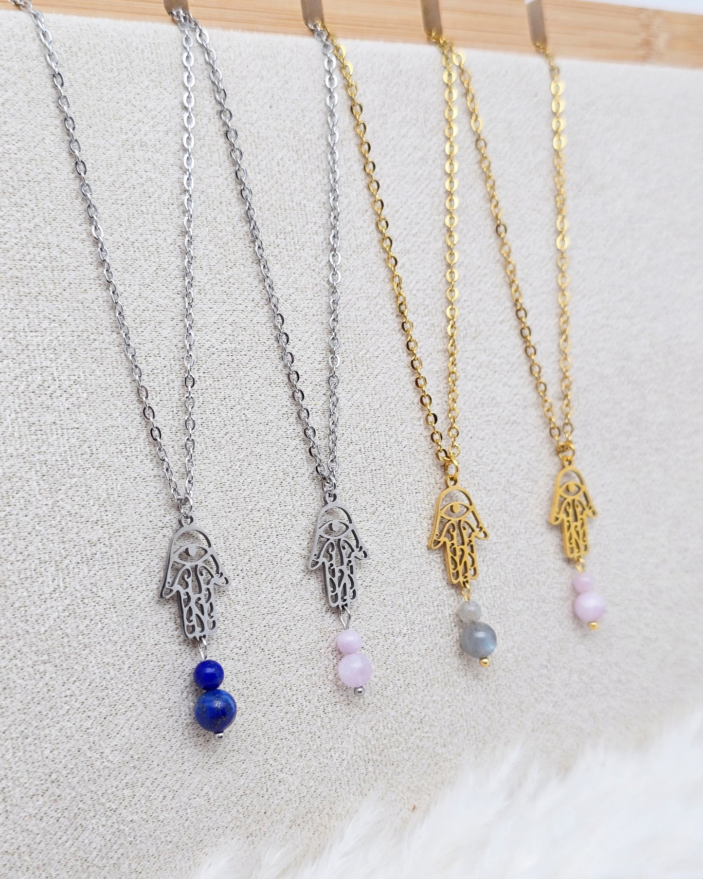 Collier SAFIEL ~ 3 pierres disponibles 🌷 doré/argenté