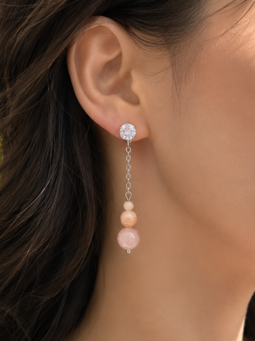 Boucles d'oreilles DÉLIA ~ 3 pierres disponibles 🌷 doré/argenté