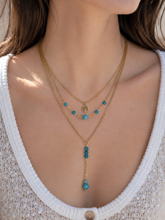 Collier CALLYOPE ~ 5 pierres disponibles 🌷 doré/argenté