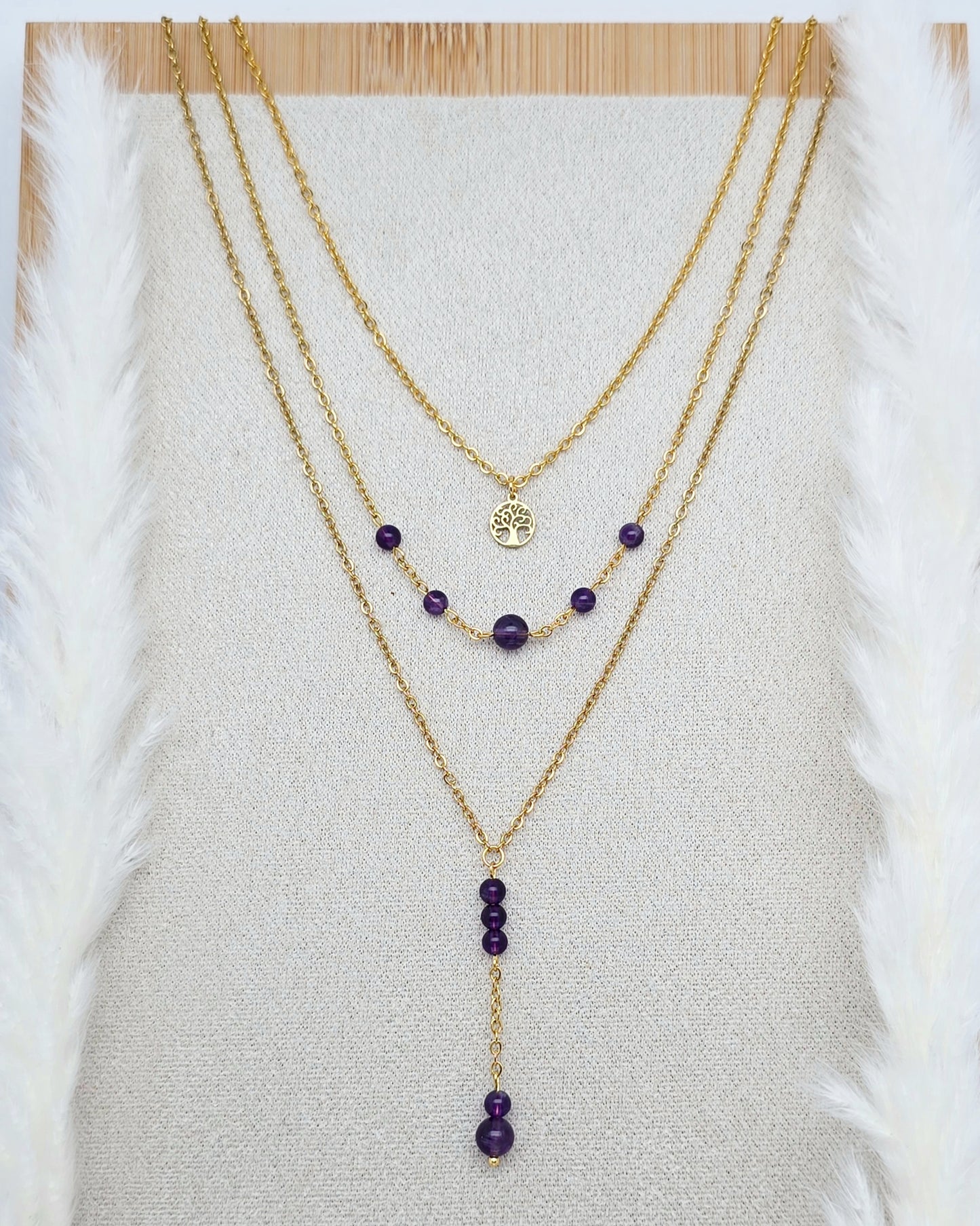 Collier CALLYOPE ~ 5 pierres disponibles 🌷 doré/argenté