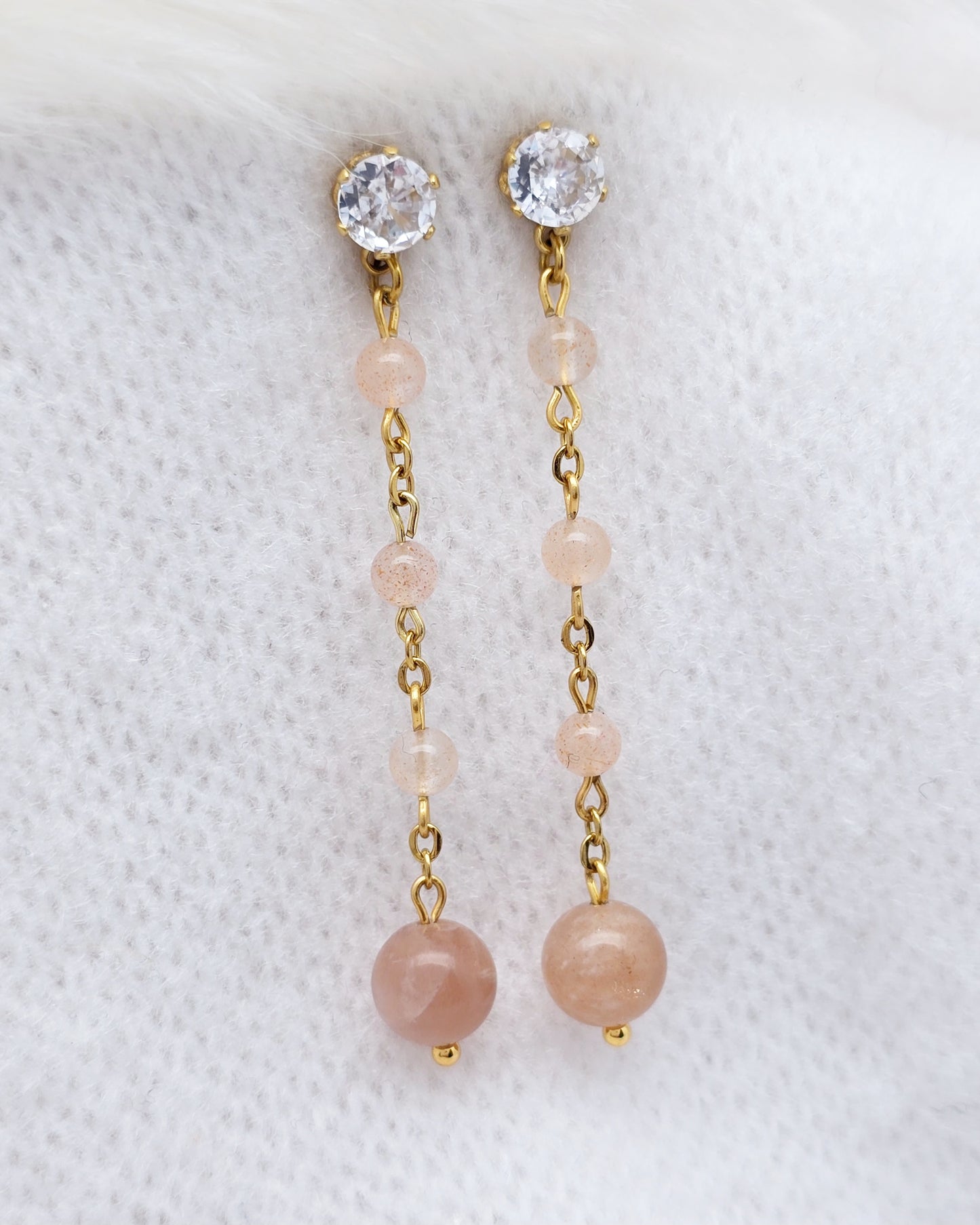 Boucles d'oreilles EURYDICE ~ 6 pierres disponibles 🌷 doré/argenté