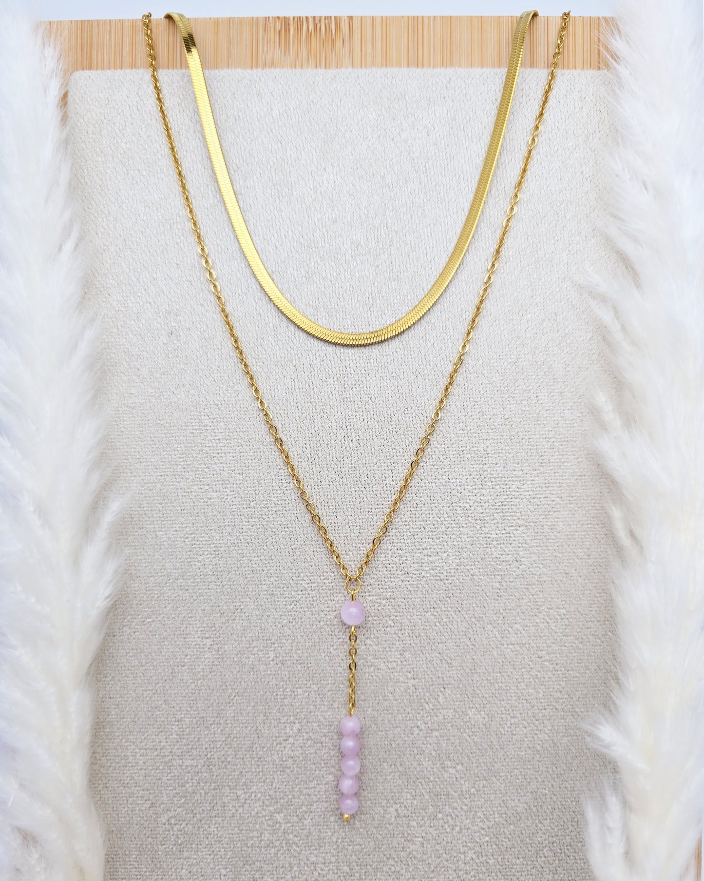 Collier DAPHNÉ ~ 3 pierres disponibles 🌷 doré/argenté