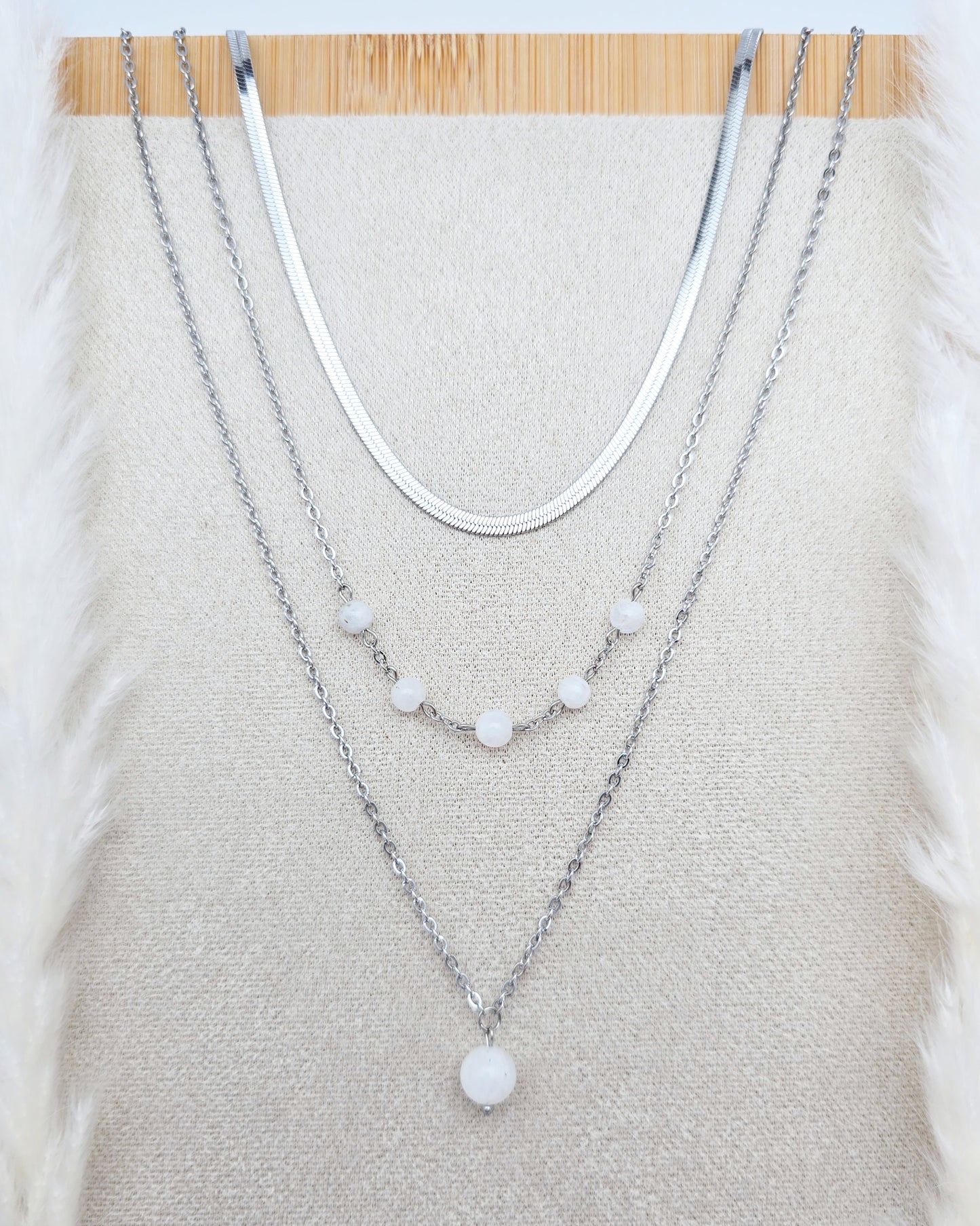 Collier HERMIONE ~ 3 pierres disponibles 🌷 doré/argenté