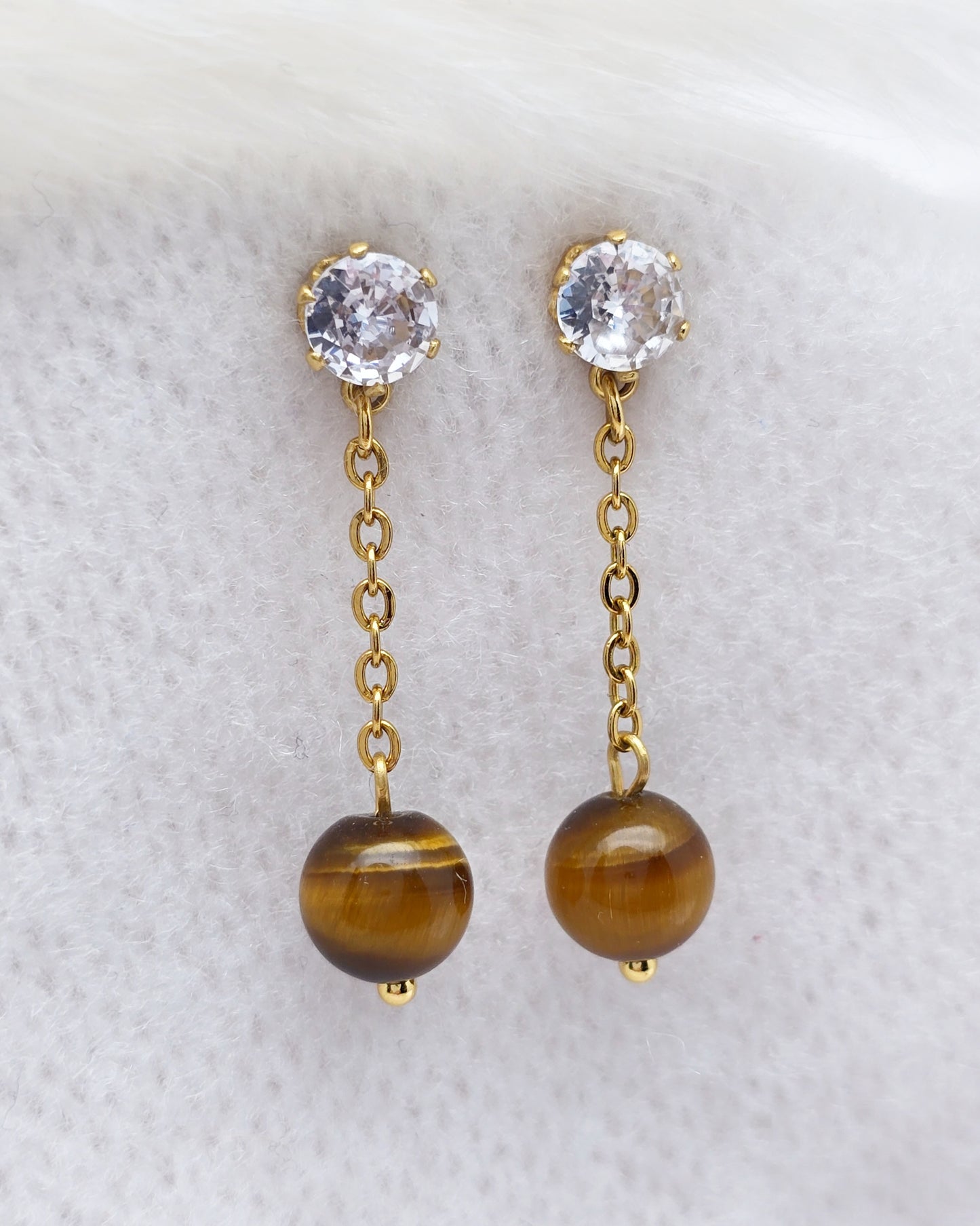 Boucles d'oreilles ALEXANDRA ~ 6 pierres disponibles 🌷 doré/argenté