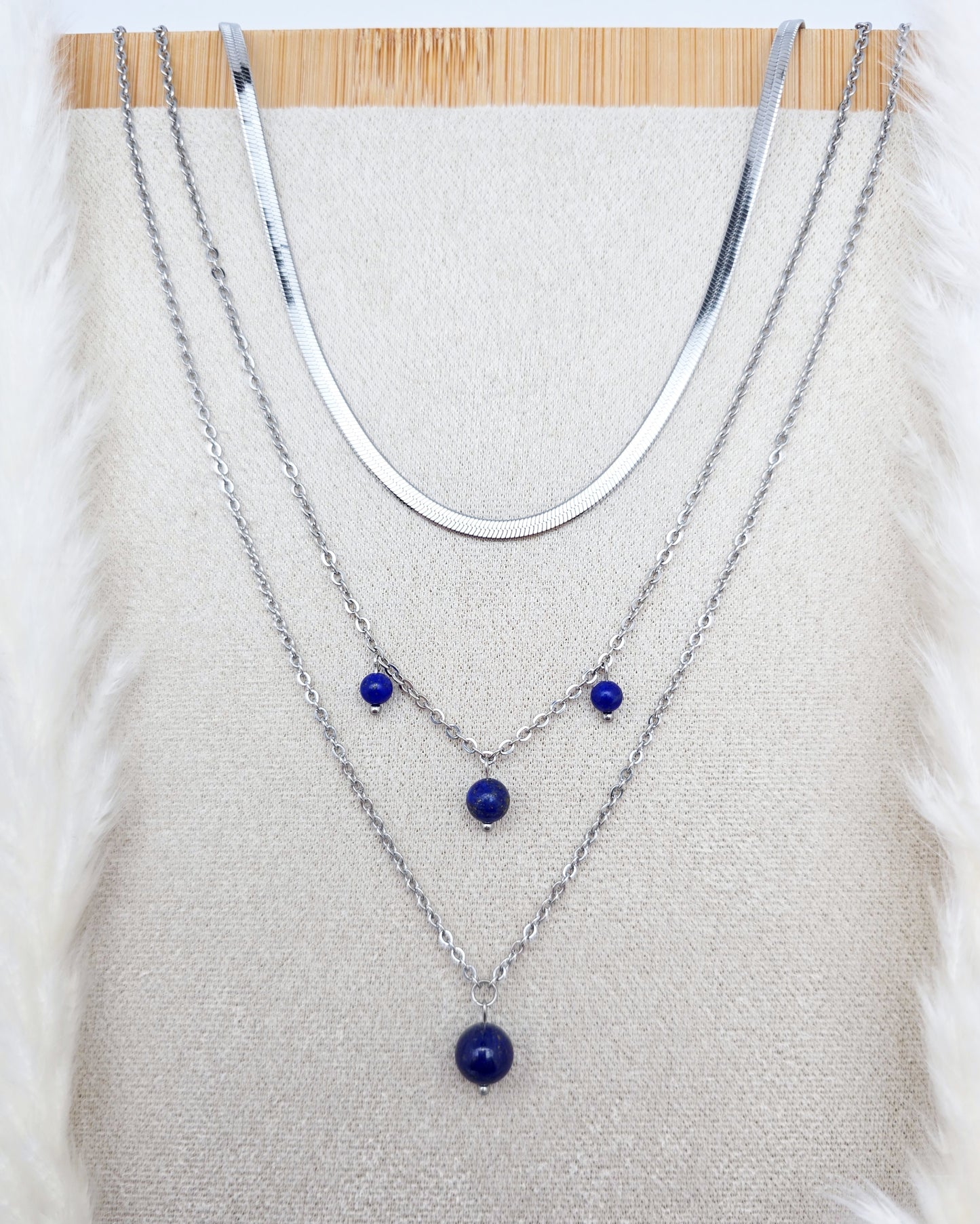 Collier DANAÉ ~ 3 pierres disponibles 🌷 doré/argenté